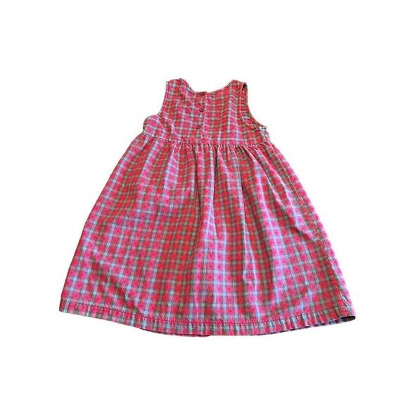 Vintage OshKosh B’gosh pink purple plaid checkered sleeveless dress cherries 6x - Picture 1 of 6
